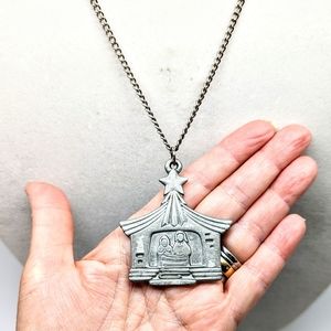 Rare Vintage R Tennesmed Sweden Christmas Creche Pendant Necklace